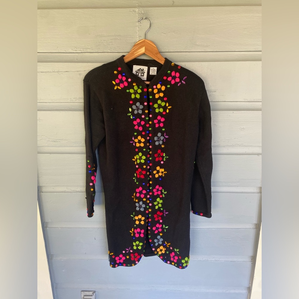 Vintage Storybook Knits Embellished Cardigan Small